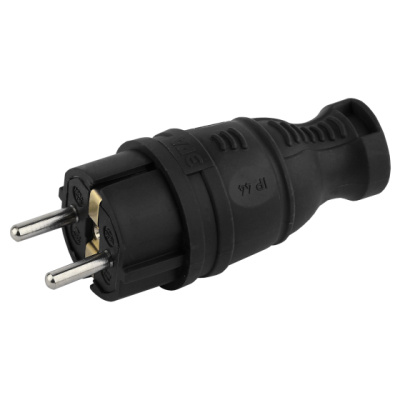 Б0044540 Вилка IP44 каучук c-з 16A черная ЭРА