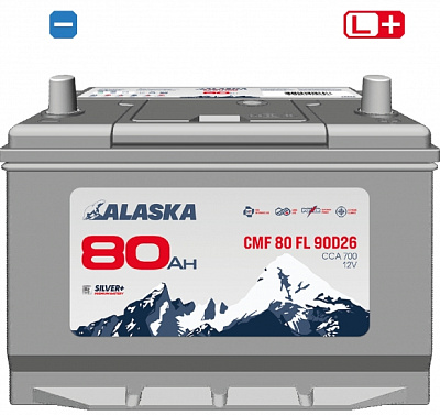Аккумулятор 90D26FL Ёмкость 80Ah, CCA, Пусковой ток 700А ALASKA CMF 