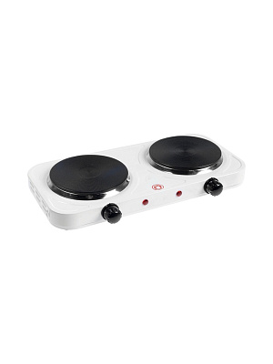 Плитка электрическая LHP-005, 2 конфорки, 2000 Вт, нагреватель диск, белая
