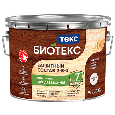 Антисептик декоративный Bioteks для дерева 2в1 беленый дуб 9л