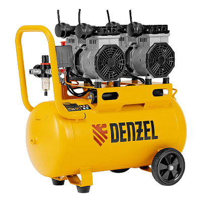 Компрессор безмасл. малошумный DENZEL DLP -3000/50, 3 кВт, 2х1,5 кВт,50 л, 2850 об/мин,500 л/мин
