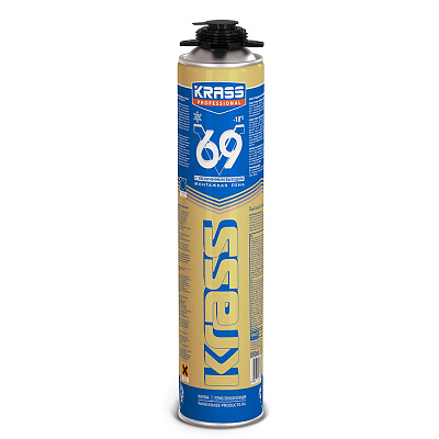 Пена монтажная Krass Professional V65 пистолетная всесезонная 0,82л не марка