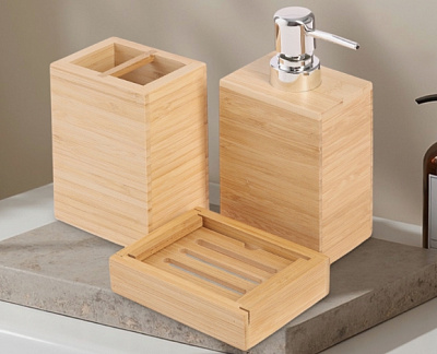 Набор аксессуаров для ванной SAVANNA BAMBOO, дозатор, стакан, мыльница