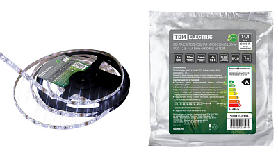 С Лента светодиодная 12В 14,4Вт/м 60Led/м IP20 6000К SMD5050-60-20-12-144-6000 60LED/м (У) TDM