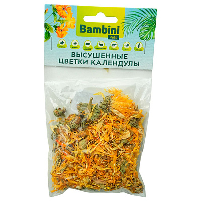 Лакомство Bambini Pets высушенные цветки календулы для грызунов и кроликов 10 г