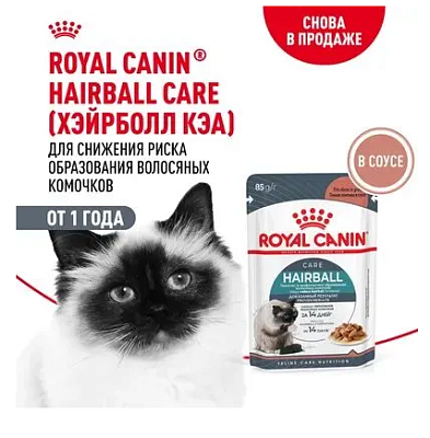 Корм Royal Canin д/кош Хэйрболл кэа в соусе 85г
