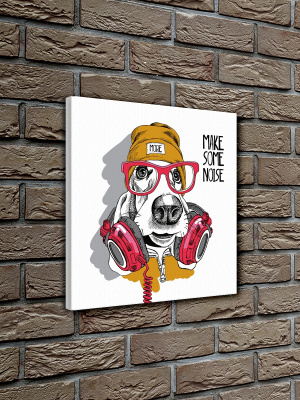 CV 1377 Картина на холсте Собака-меломан 30х30см.