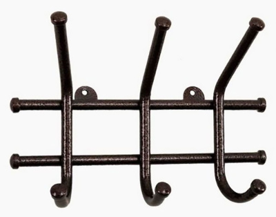 1201 Вешалка для одежды малая 3 крючка (антик медь)