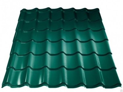 Металлочерепица Монтеррей 1,18х2,5м 0,45мм Зеленый мох RAL6005