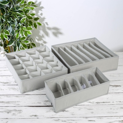 5199294 Набор органайзеров Правило, 3 шт 33×28×9, 33×16×9 см, 20 ячеек, 7 ячеек, 6 ячеек, цвет бежевый