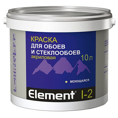 Краска акриловая для обоев Элемент I-2 матовая белая 10л