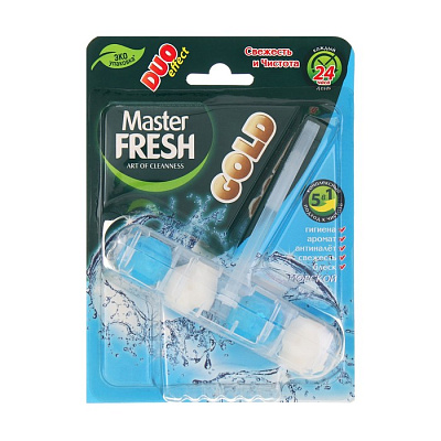 Блок для унитаза Master FRESH DUO EFFECT 5в1 формула GOLD морской 1 шт не марка