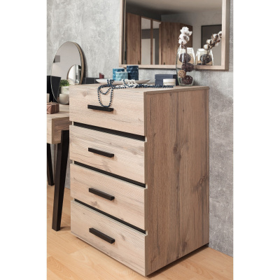 7756754 Комод Nature 45, 600×434×1001мм, цвет гаскон пайн-чёрный3