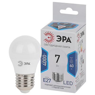 Лампа светодиодная  ЭРА LED smd P45-7w-840-E27