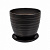 Горшок керамический Рельеф с подставкой, 1,4 л., Д135 Ш135 В130, черный