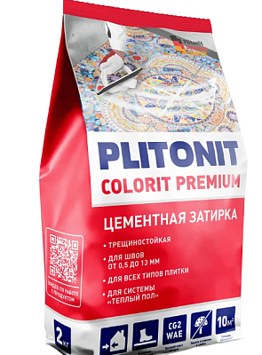 Затирка биоцидная PLITONIT COLORIT Premium (0,5-13 мм) пакет новая темно-серая 2 кг.