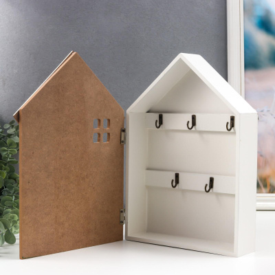 7048636 Ключница дерево Домик - Кофе и чай 28,5х22х6 см1