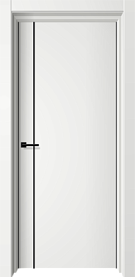 Полотно дверное ПВХ 600 "ЛИНК-5"  Ивори (черная алюм.кромка с 2-х сторон, магнитная защелка)