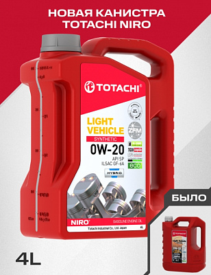 Масло моторное 0W20 TOTACHI NIRO LV SAE API SP, SN PLUS, SN/RC, ILSAC GF-5 Синтетика 4л