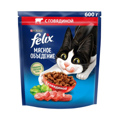 12560817 Корм сухой FELIX Мясное объедение с говядиной 600г