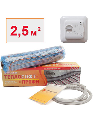 Мат двухжильный 2,5/375 Вт Теплософт LTL-C +Терморегулятор RTC70.26