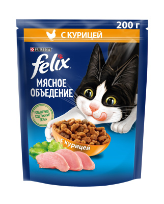 12568393 Корм сухой FELIX Мясное объедение с курицей 200гр