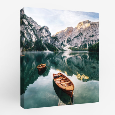 kt45-13247 Картина Лодка в горах 40х50 см.