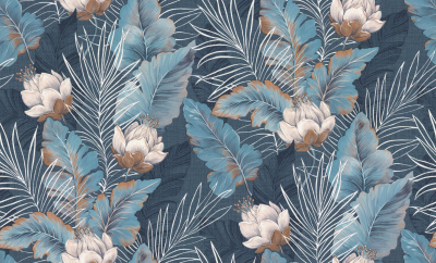 HC72241-66 Обои флизелиновые Exotica мотив синий 1,06х10,05м