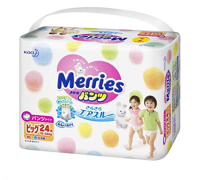 Подгузники-трусики детские "Мерриз" размер XL (12-22 кг) 38 шт.
