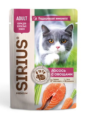 Корм Sirius пауч д/кош Лосось/Овощи/Соус 85г не марка