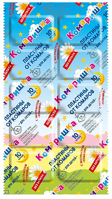 Пластины от комаров КОМАРИШКА  для детей с экстрактом ромашки (уп 10шт) ЧД