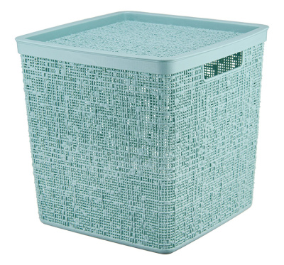 М 2327 Коробка БЯЗЬ с крышкой 28х28х28см 17л Морская волна