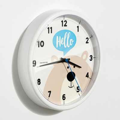 7314519 Часы настенные Мишка, d 22.5 см. цвет белый1