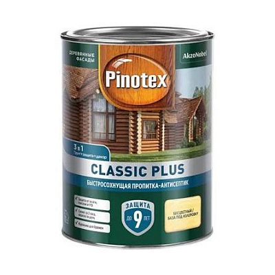 Пропитка-антисептик Pinotex Classic Plus 3 в 1 CLR (база под колеровку) 0,9л
