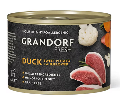 Корм Grandorf Fresh д/соб Паштет/Утка/Батат/Цветная капуста 200г