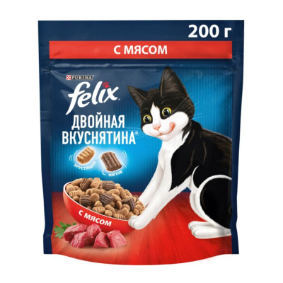 12561785 Корм сухой FELIX для кошек Двойная Вкуснятина Мясо 200г