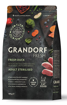 Корм Grandorf Fresh Sterilised д/кош кастр/стерил Утка/Батат 400г