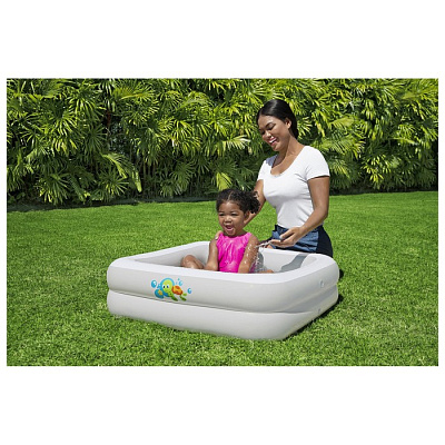 Бассейн Bestway надувной Scrub-a-Dub Baby Tub 86х86х25см с надувным дном, ремкомплект, сливной клапа
