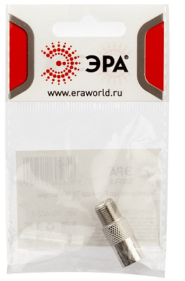Переходник SIMPLE RS-A02-1 гнездо F-гнездо TV упаковка ЭРА 1 шт