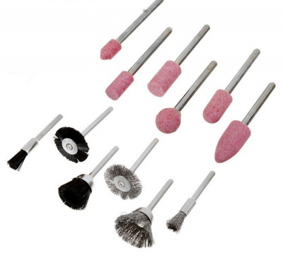 Набор насадок TUNDRA 12 предм. (шарошки, корщетки)