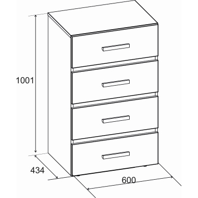 7756754 Комод Nature 45, 600×434×1001мм, цвет гаскон пайн-чёрный2