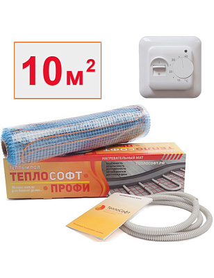 Мат двухжильный10/1500 Вт Теплософт LTL-C +Терморегулятор RTC70.26