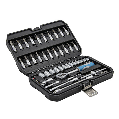 Набор инструмента слесарно-монтажный, Cr-V, 1/4", 46 предм. РемоКолор professional 