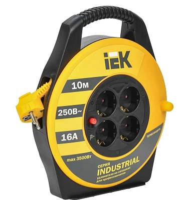 Катушка УК10 с термозащитой 4 места 2Р+PЕ/10м 3х1,5 мм2 Industrial IEK