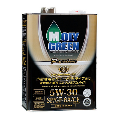 Масло моторное 5W30 Molygreen Premium SP/GF-6A/CF Синтетическое 4л