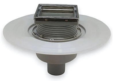 Трап вертикальный, D50, сухой гидрозатвор, 100x100мм, нержавеющая сталь, под плитку