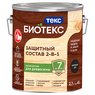 Антисептик декоративный Bioteks для дерева 2в1 мореный дуб 2,7л