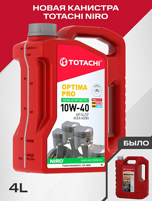 Масло моторное 10W40 TOTACHI NIRO Optima Pro SL/CF П/Синтетическое 4л