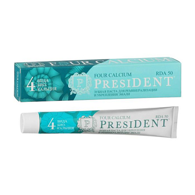 Паста зубная President Four Calcium укрепление эмали 75 мл не марка