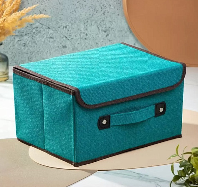 Кофр для хранения, с крышкой, складной, с ручкой 27х20х16 см зеленый